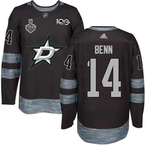 Men Adidas Dallas Stars #14 Jamie Benn Black 1917-2017 100th Anniversary 2020 Stanley Cup Final Stitched NHL Jersey->dallas stars->NHL Jersey